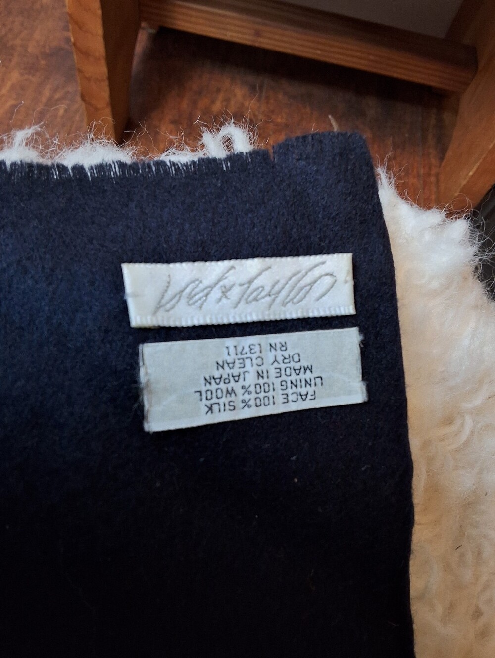 Vintage Lord & Taylor Silk Wool Paisley Scarf Made in Japan Navy / Black Ivory - Picture 7 of 7